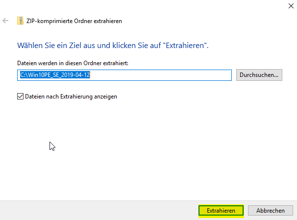 step2 WindowsPE Entpacken