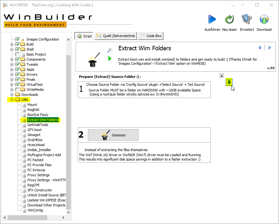 step7 WindowsPE Builder Extract Wim Folders